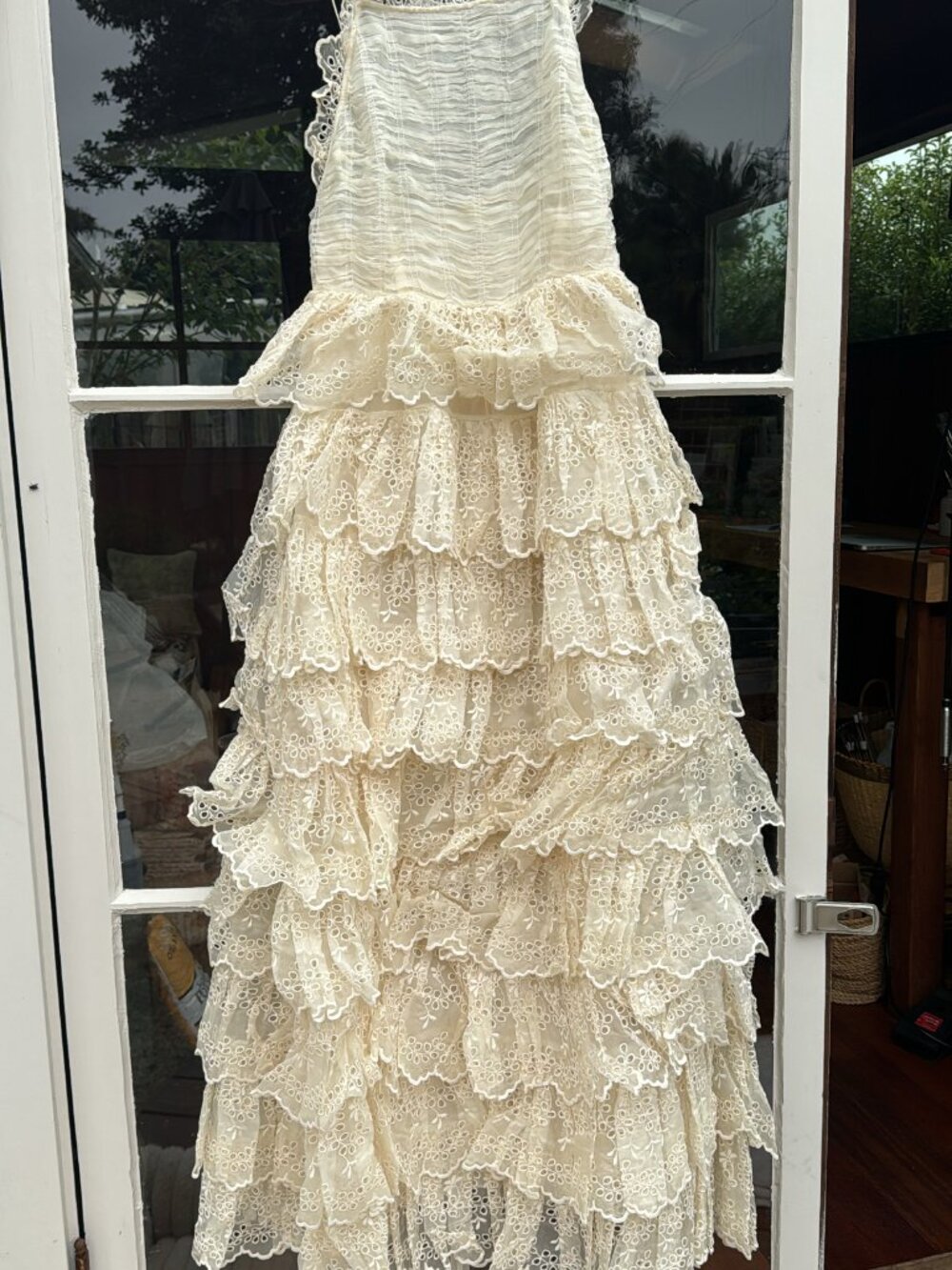 NWT DÔEN Forsythia Dress in Magnolia Medium Cream Lace Tiered Maxi Romantic - Picture 2 of 5